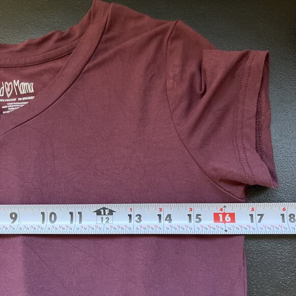 Latched Mama Nursing Tunic Top XS Burgundy Short Sleeve V Neck Layered Stretch - Picture 7 of 8